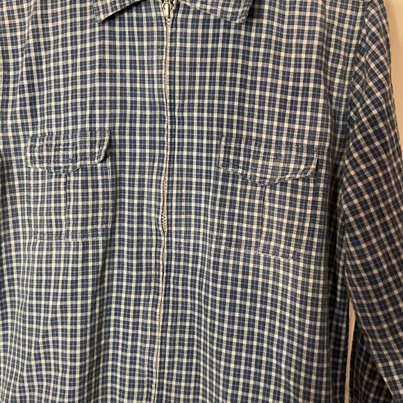 Andrew & Co.Blue Check Front Zipper & Pockets Lightweight Cotton Jacket M - Picture 4 of 10